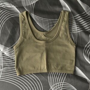 Aerie Olive Ribbed Crop Top